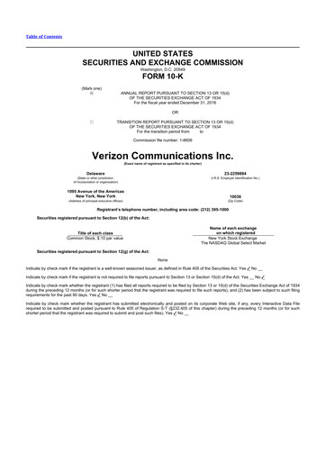 Thumbnail Verizon 10-K Annual Report 2016