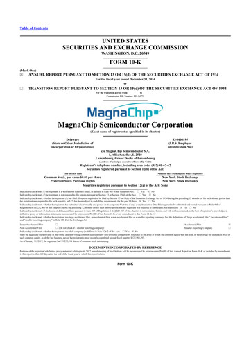 Thumbnail Magnachip Semiconductor 10-K Annual Report 2016