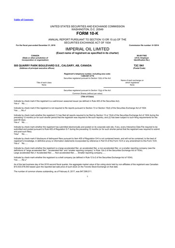 Thumbnail Imperial Oil
 10-K Annual Report 2016