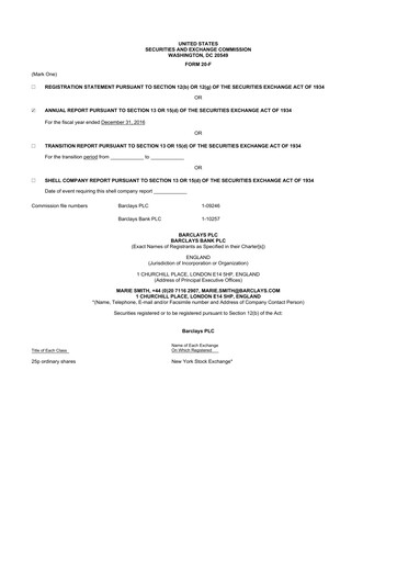 Vorschaubild Barclays 20-F Jahresbericht 
