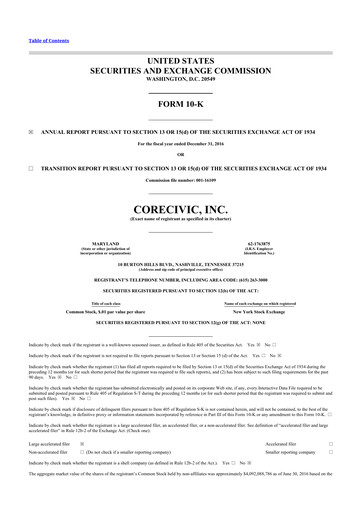 Thumbnail CoreCivic 10-K Annual Report 2016