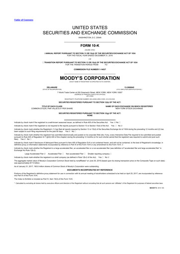 Thumbnail Moody's 10-K Annual Report 2016