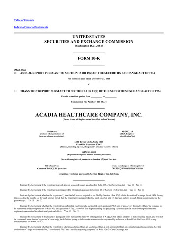 Thumbnail Acadia Healthcare
 10-K Annual Report 2016
