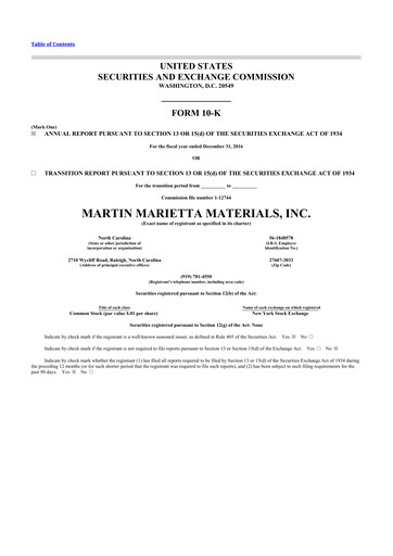 Thumbnail Martin Marietta Materials 10-K Annual Report 2016
