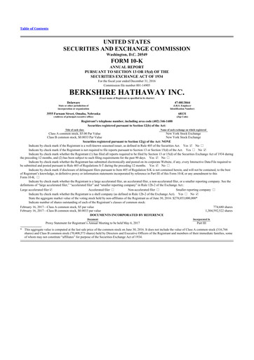 Thumbnail Berkshire Hathaway  10-K Annual Report 2016