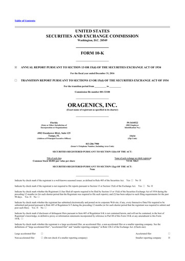 Vorschaubild Oragenics 10-K Jahresbericht 2016
