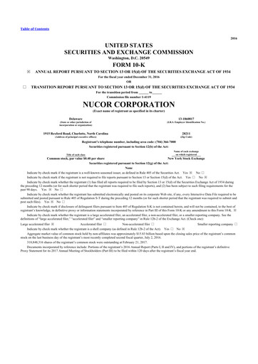 Thumbnail Nucor
 10-K Annual Report 2016