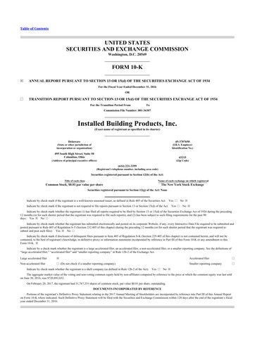 Thumbnail Installed Building Products 10-K Annual Report 2016