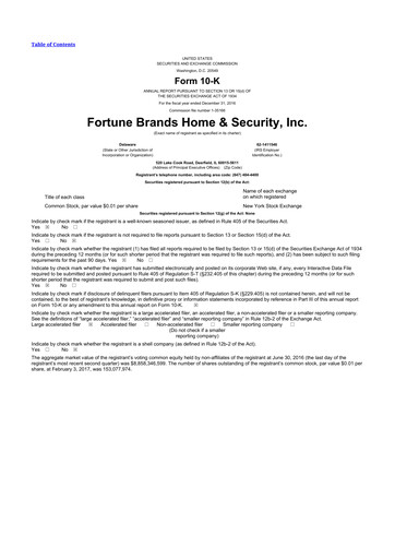 Thumbnail Fortune Brands Innovations 10-K Annual Report 2016