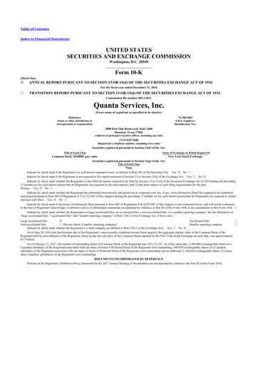 Thumbnail Quanta Services
 10-K Annual Report 2016