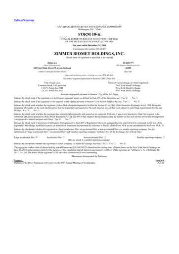 Thumbnail Zimmer Biomet 10-K Annual Report 2016