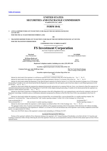 Thumbnail FS KKR Capital
 10-K Annual Report 