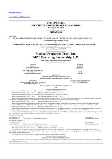 Thumbnail Medical Properties Trust
 10-K Annual Report 