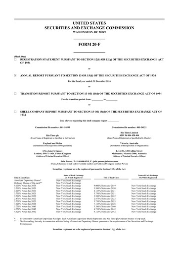 Thumbnail Rio Tinto 20-F Annual Report 