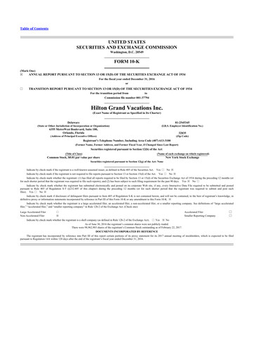 Thumbnail Hilton Grand Vacations
 10-K Annual Report 