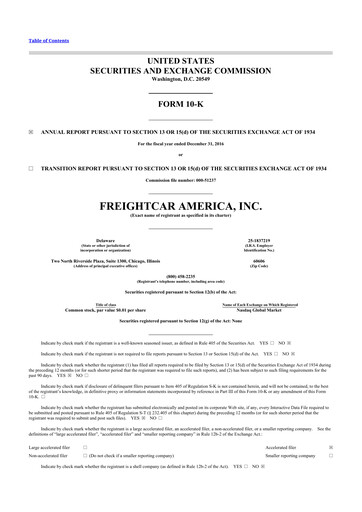 Thumbnail FreightCar America
 10-K Annual Report 2016