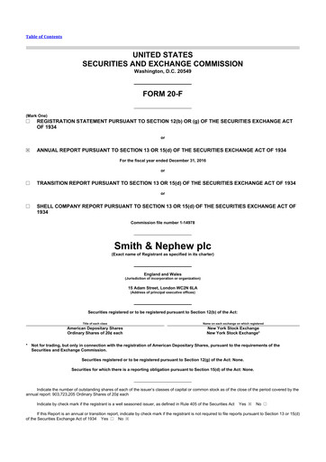 Thumbnail Smith & Nephew
 20-F Annual Report 