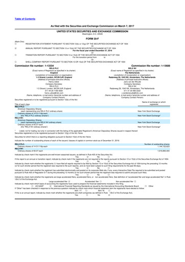 Miniature RELX 20-F Rapport annuel 