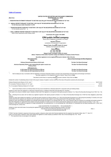 Thumbnail Cement Roadstone Holding
 20-F Annual Report 