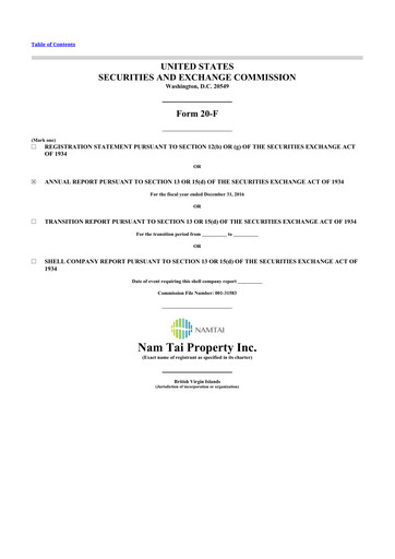 Thumbnail Nam Tai Property 20-F Annual Report 2016