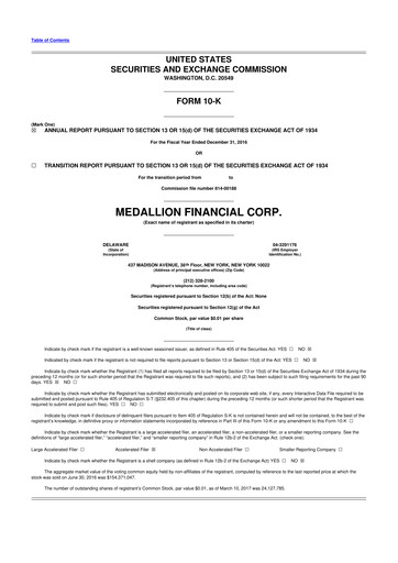 Thumbnail Medallion Financial Corp. 10-K Annual Report 