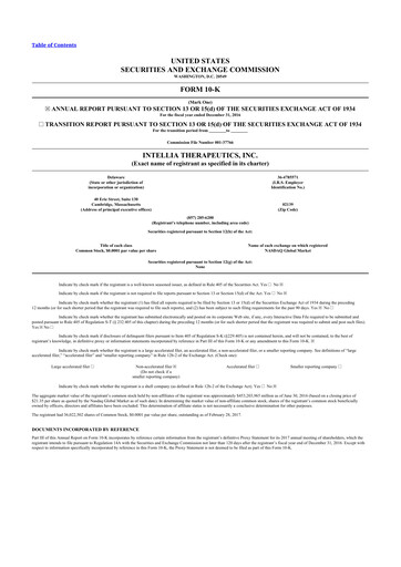 Thumbnail Intellia Therapeutics 10-K Annual Report 2016