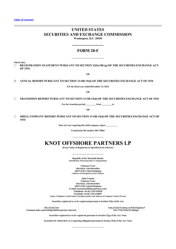 Thumbnail KNOT Offshore Partners 20-F Annual Report 2016