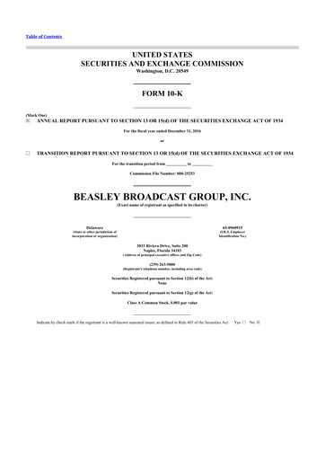 Miniature Beasley Broadcast Group
 10-K Rapport annuel 2016