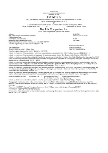 Thumbnail TJX Companies 10-K Annual Report 2017