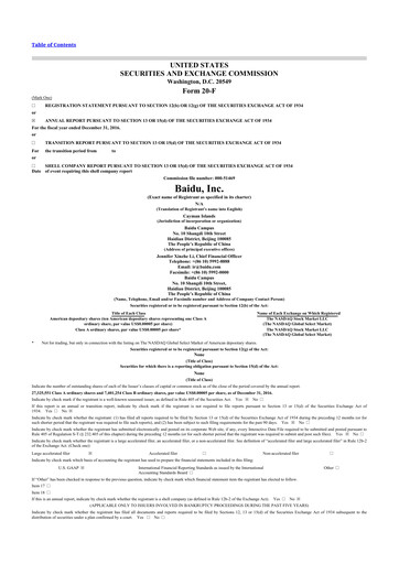 Thumbnail Baidu 20-F Annual Report 2016