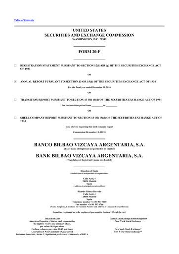 Vorschaubild Banco Bilbao Vizcaya Argentaria 20-F Jahresbericht 