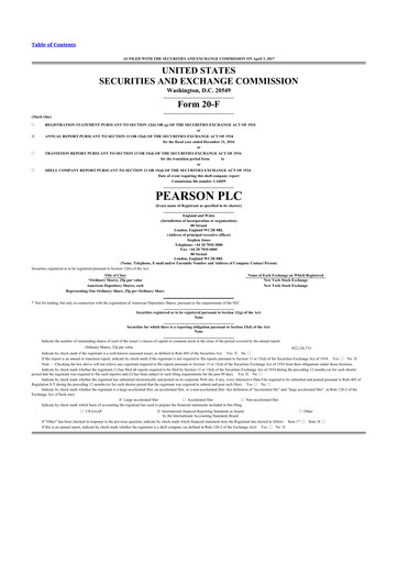 Thumbnail Pearson 20-F Annual Report 