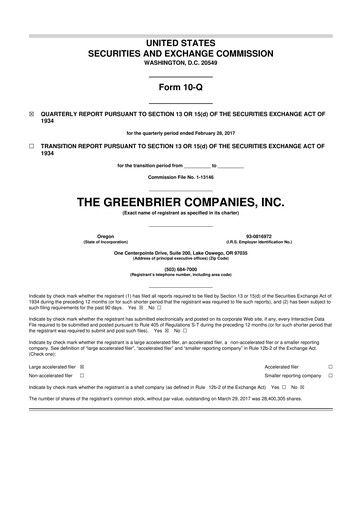 Thumbnail The Greenbrier Companies
 10-Q Quarterly Report FY2017 