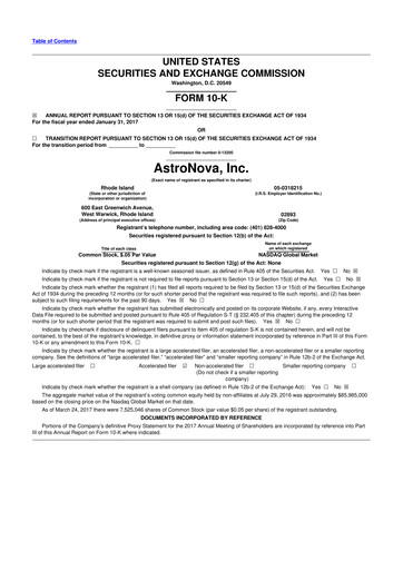 Thumbnail AstroNova, Inc. 10-K Annual Report 2017