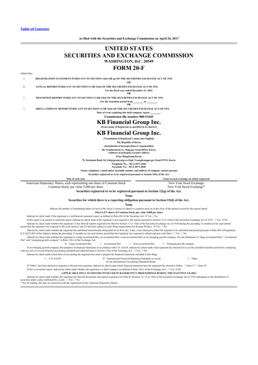 Thumbnail KB Financial Group 20-F Annual Report 