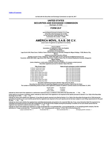 Thumbnail America Movil 20-F Annual Report 