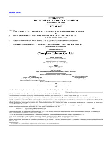 Thumbnail Chunghwa Telecom 20-F Annual Report 