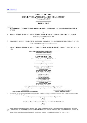 Thumbnail Autohome 20-F Annual Report 2016