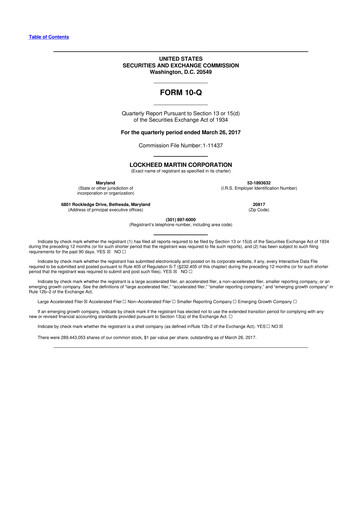 Thumbnail Lockheed Martin 10-Q Quarterly Report FY2017 