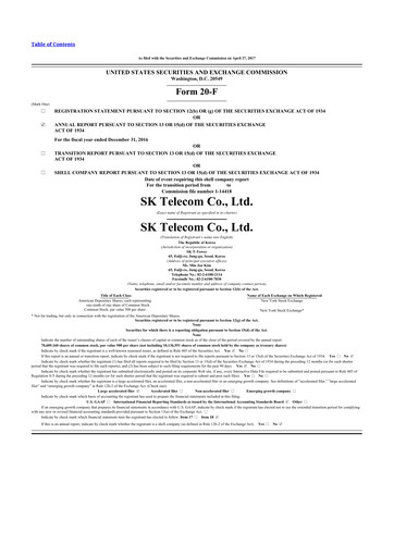 Miniature SK Telecom 20-F Rapport annuel 