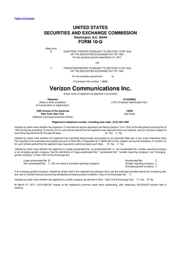 Vorschaubild Verizon 10-Q Quartalsbericht 2017 