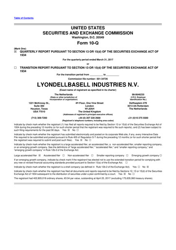 Thumbnail LyondellBasell 10-Q Quarterly Report FY2017 