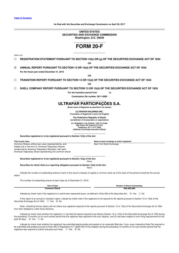 Thumbnail Ultrapar Participacoes 20-F Annual Report 