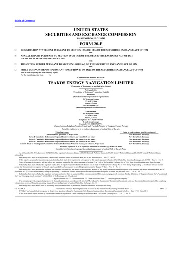 Thumbnail Tsakos Energy Navigation 20-F Annual Report 2016