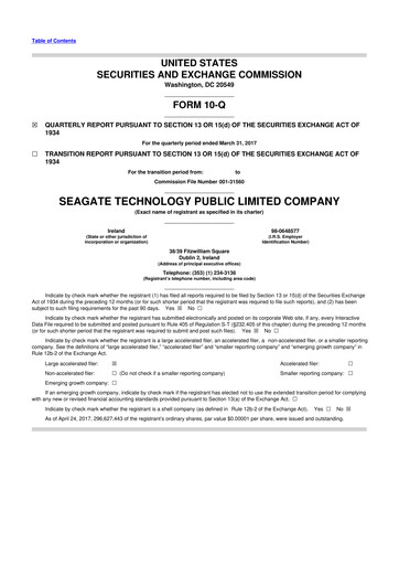 Thumbnail Seagate Technology 10-Q Quarterly Report FY2017 