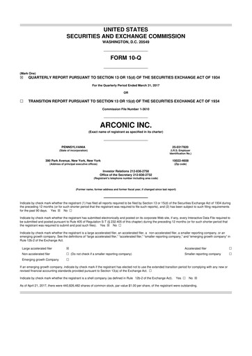 Thumbnail Howmet Aerospace
 10-Q Quarterly Report FY2017 