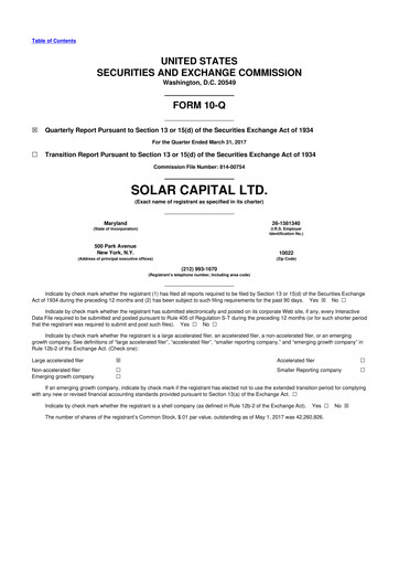 Thumbnail SLR Investment 10-Q Quarterly Report FY 