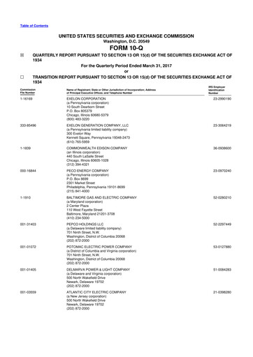 Thumbnail Exelon Corporation 10-Q Quarterly Report FY2017 