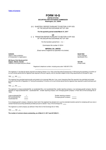 Vorschaubild Imperial Oil
 10-Q Quartalsbericht 2017 