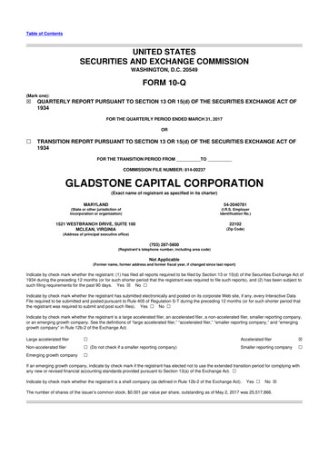 Thumbnail Gladstone Capital Corporation 10-Q Quarterly Report FY 